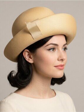 Vintage 60s Very Fine Straw Roller Hat w/ Upturned Brim - Small